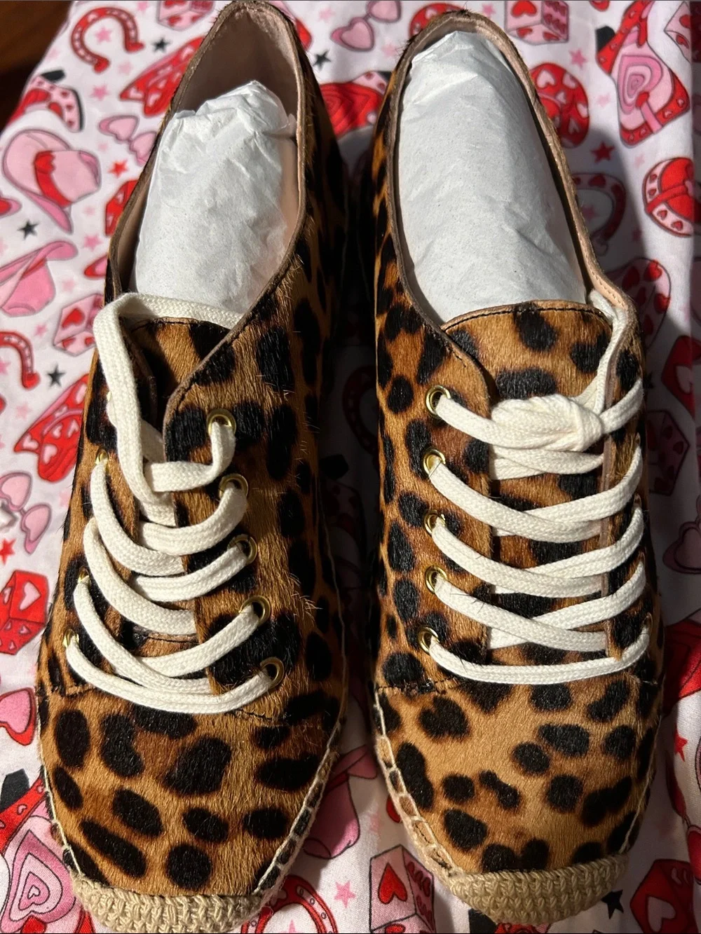 Leopard Print Lace-Up Women's Espadrille Sneakers - Brown